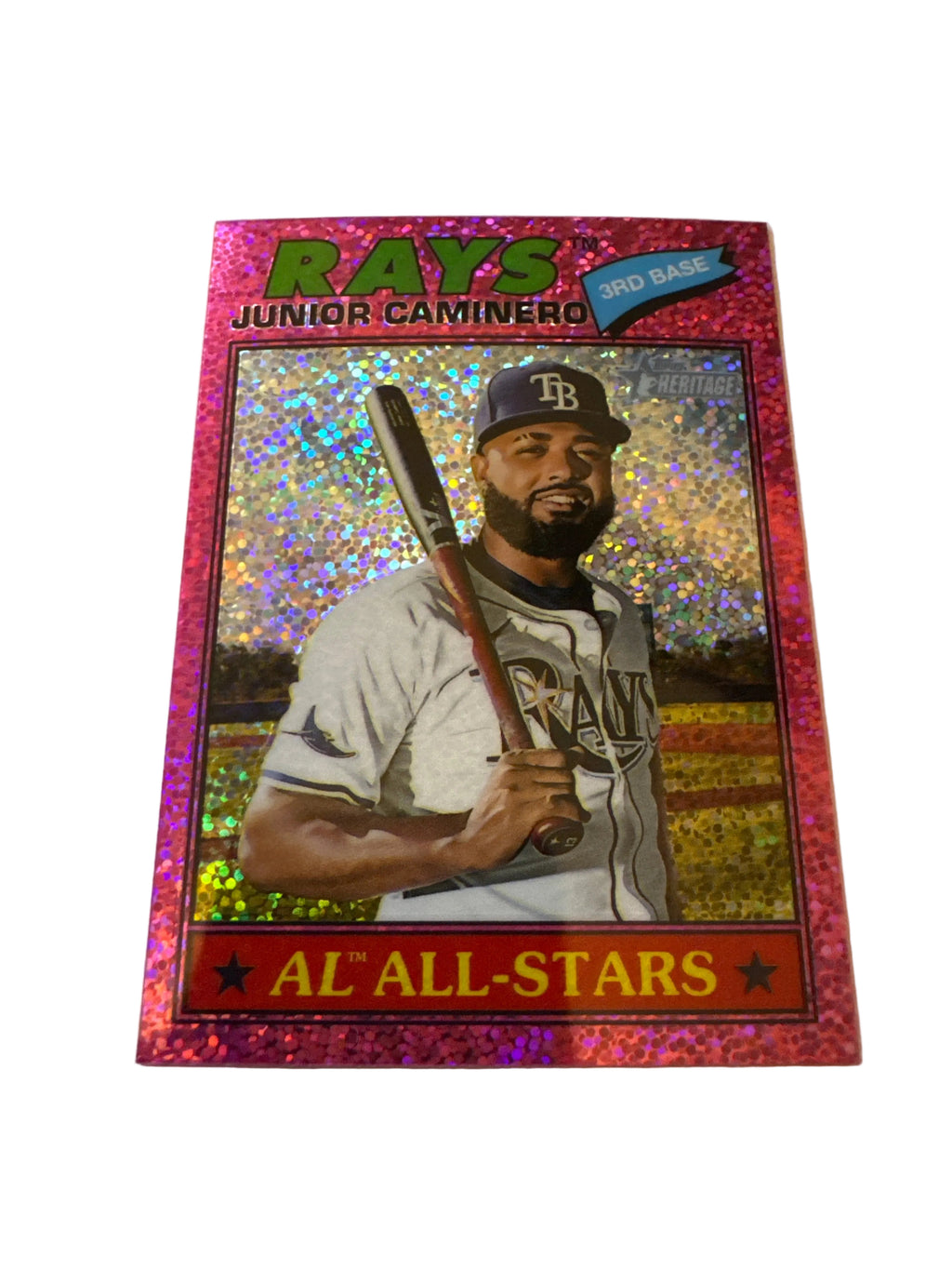 2025 Topps Heritage Junior Caminero Pink Sparkle AL All-Star #380