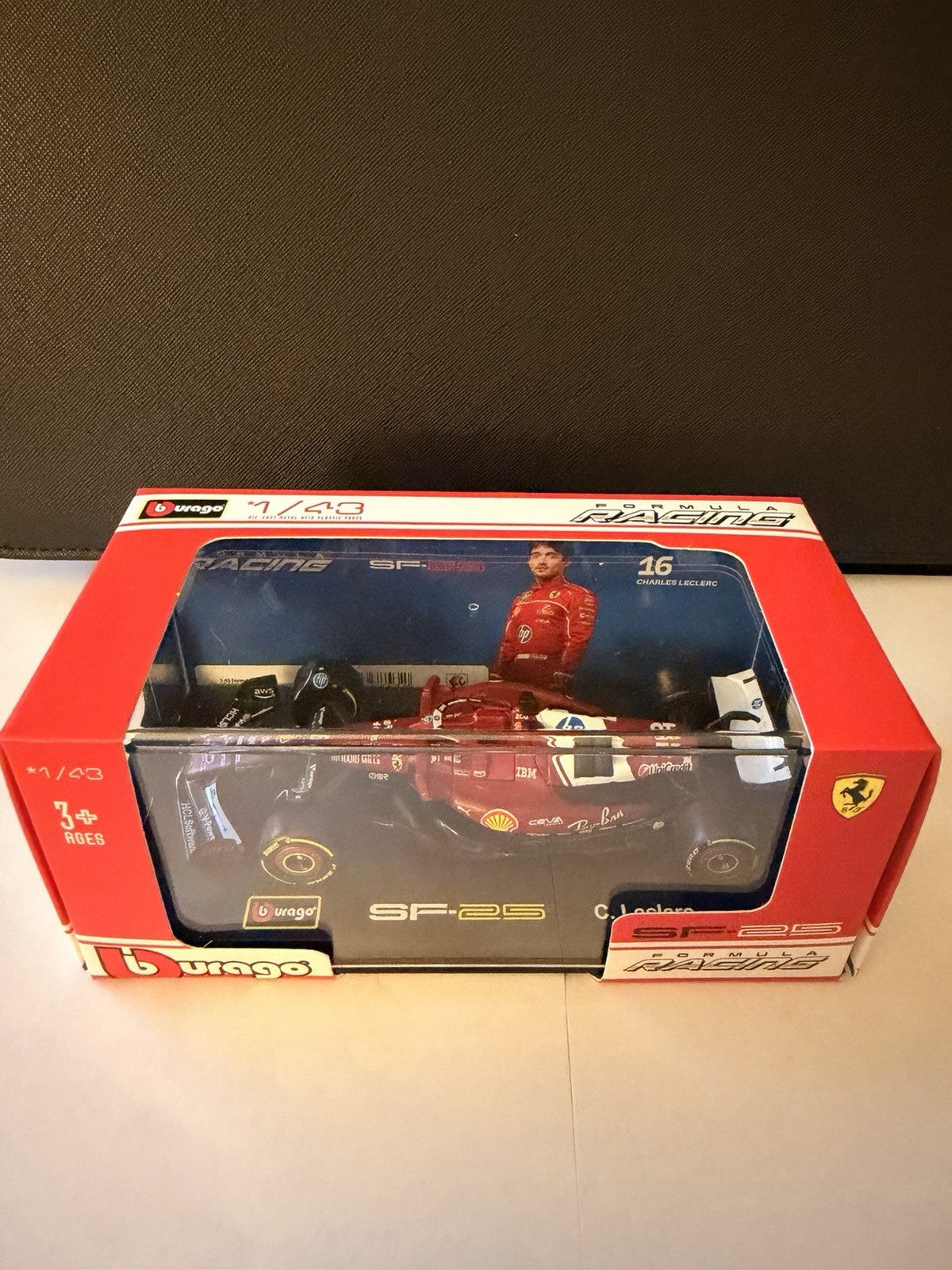 1:43 Bburago Premium F1 SF-25 Charles LeClerc 16 Ferrari Formula 1 Racing Car