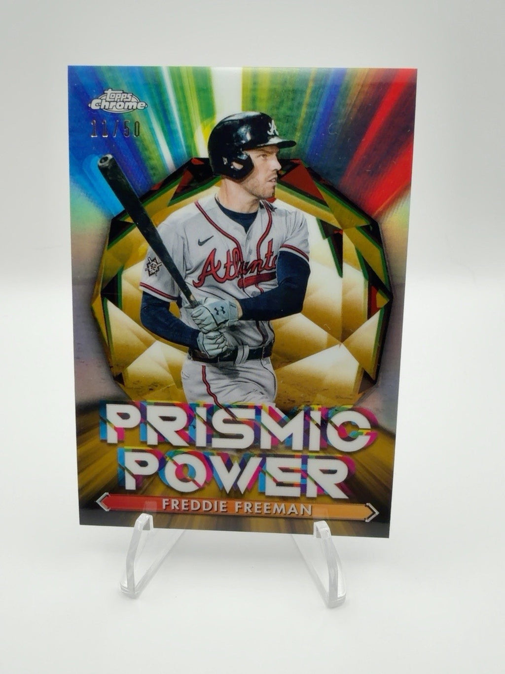 2021 Topps Chrome - Prismic Power Freddie Freeman #PP-8 Gold Refractor /50