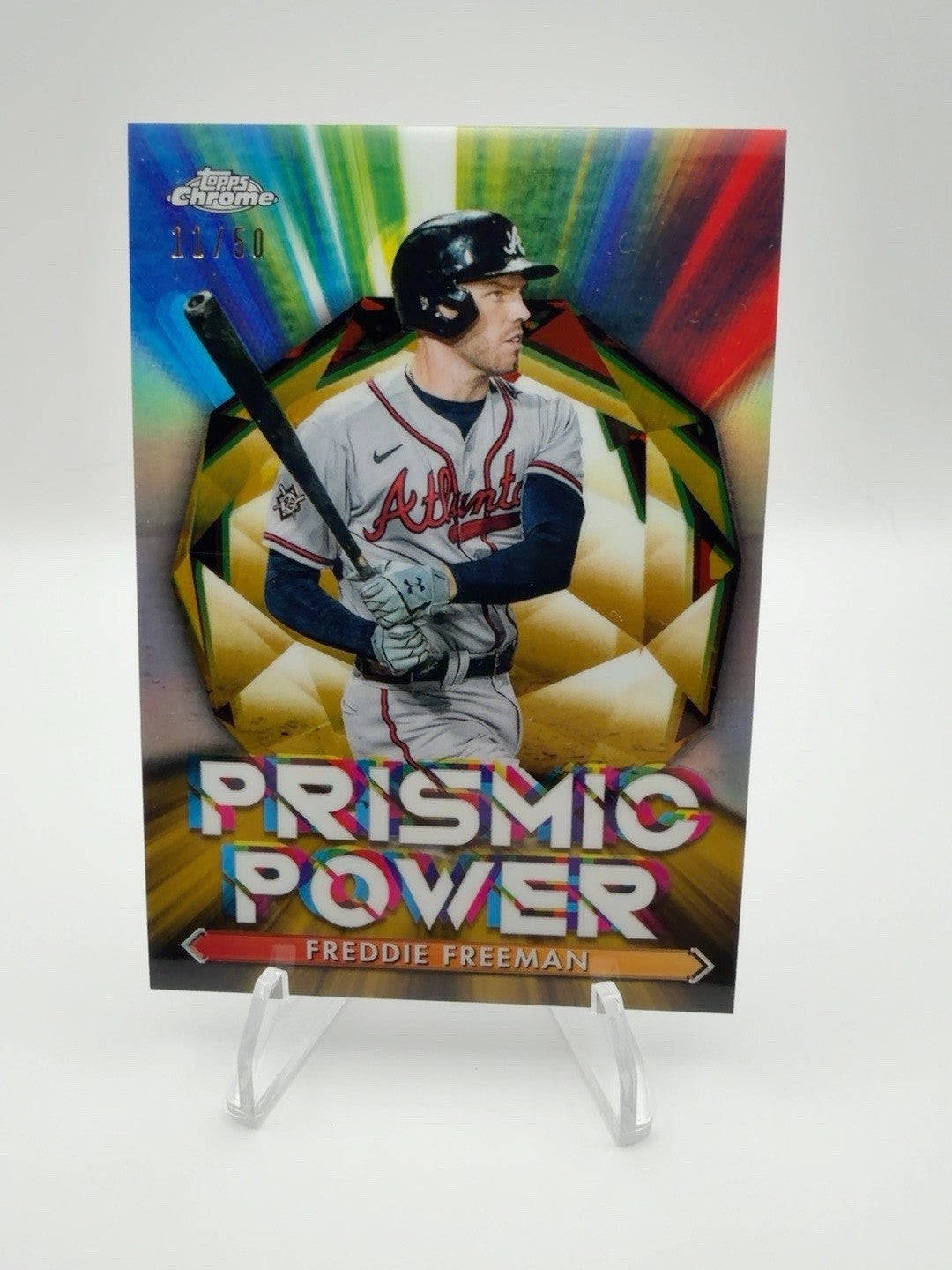 2021 Topps Chrome - Prismic Power Freddie Freeman #PP-8 Gold Refractor /50