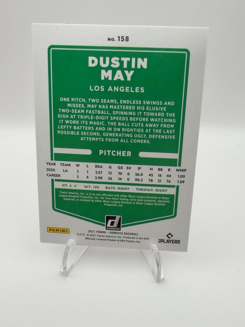 2021 Donruss Dustin May #158 Independence Day /2021 Dodgers Parallel