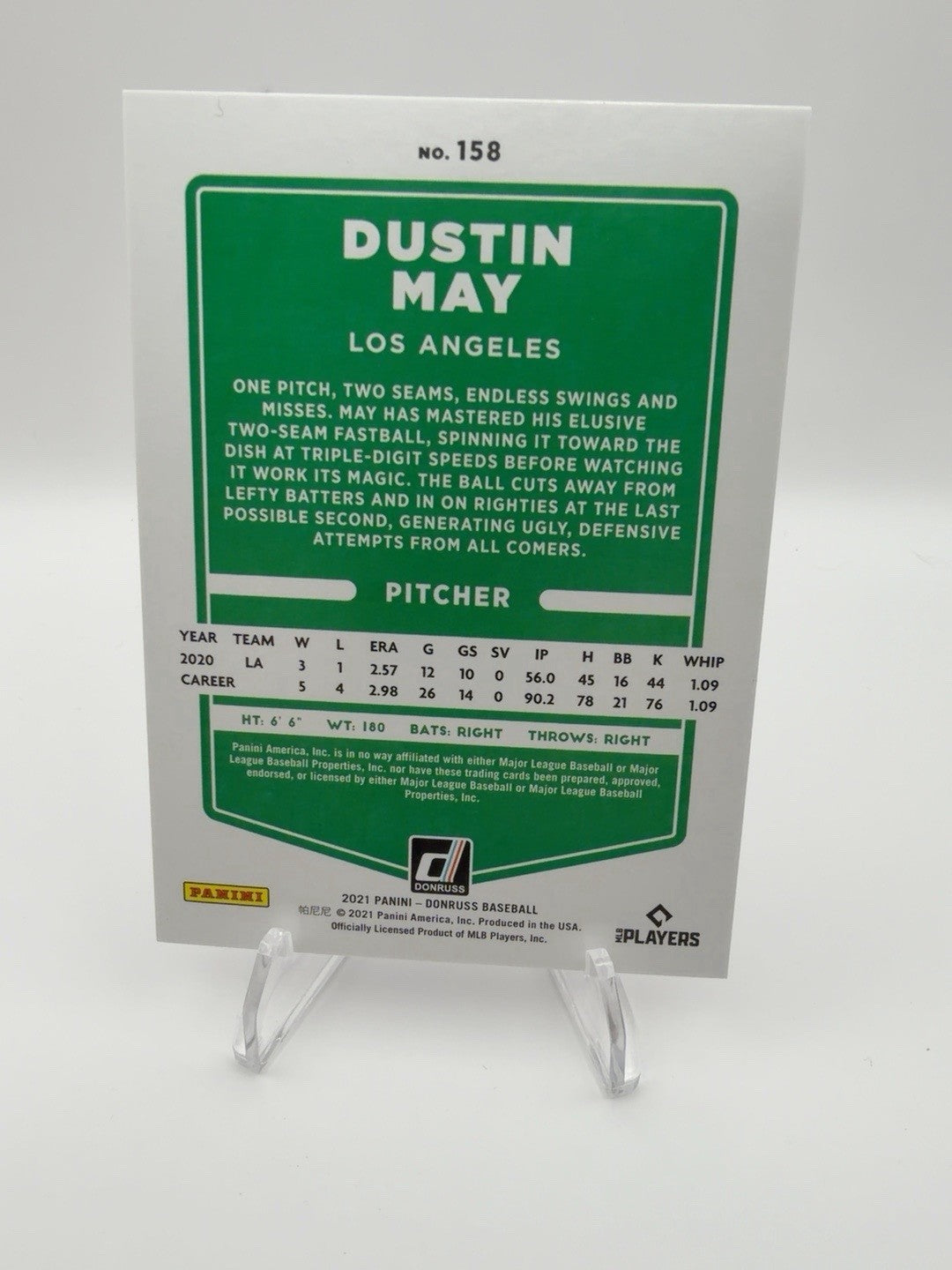 2021 Donruss Dustin May #158 Independence Day /2021 Dodgers Parallel