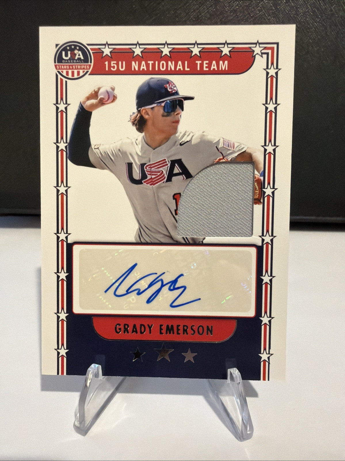 2024 Panini Stars & Stripes Grady Emerson Auto Relic /199 15U NTS-GE