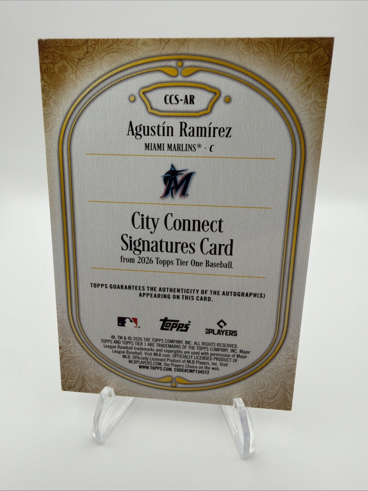 2026 Topps Tribute Agustin Ramirez Auto Purple /75 TA-AR Marlins