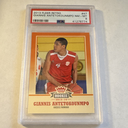 2013 Fleer Retro Giannis Antetokounmpo RC #47 PSA 8 Rookie Bucks