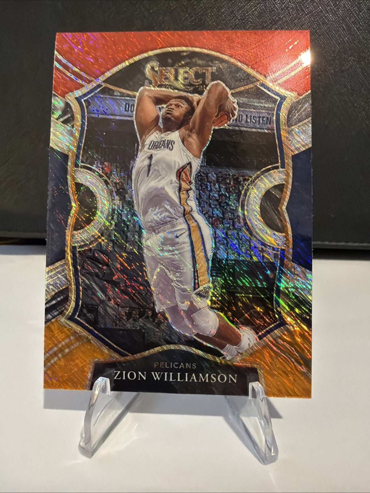 2020-21 Panini Select - Concourse Zion Williamson #1 Red White Orange Shimmer...
