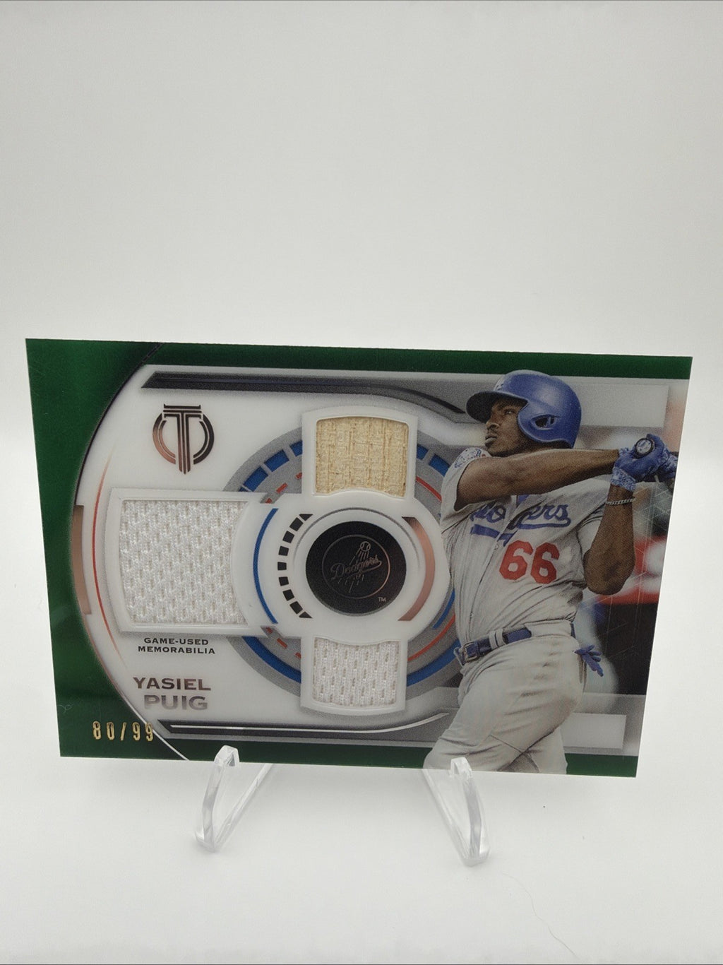 2019 Topps Tribute - Tribute Triple Relics Yasiel Puig #TTR-YP /150 (MEM)