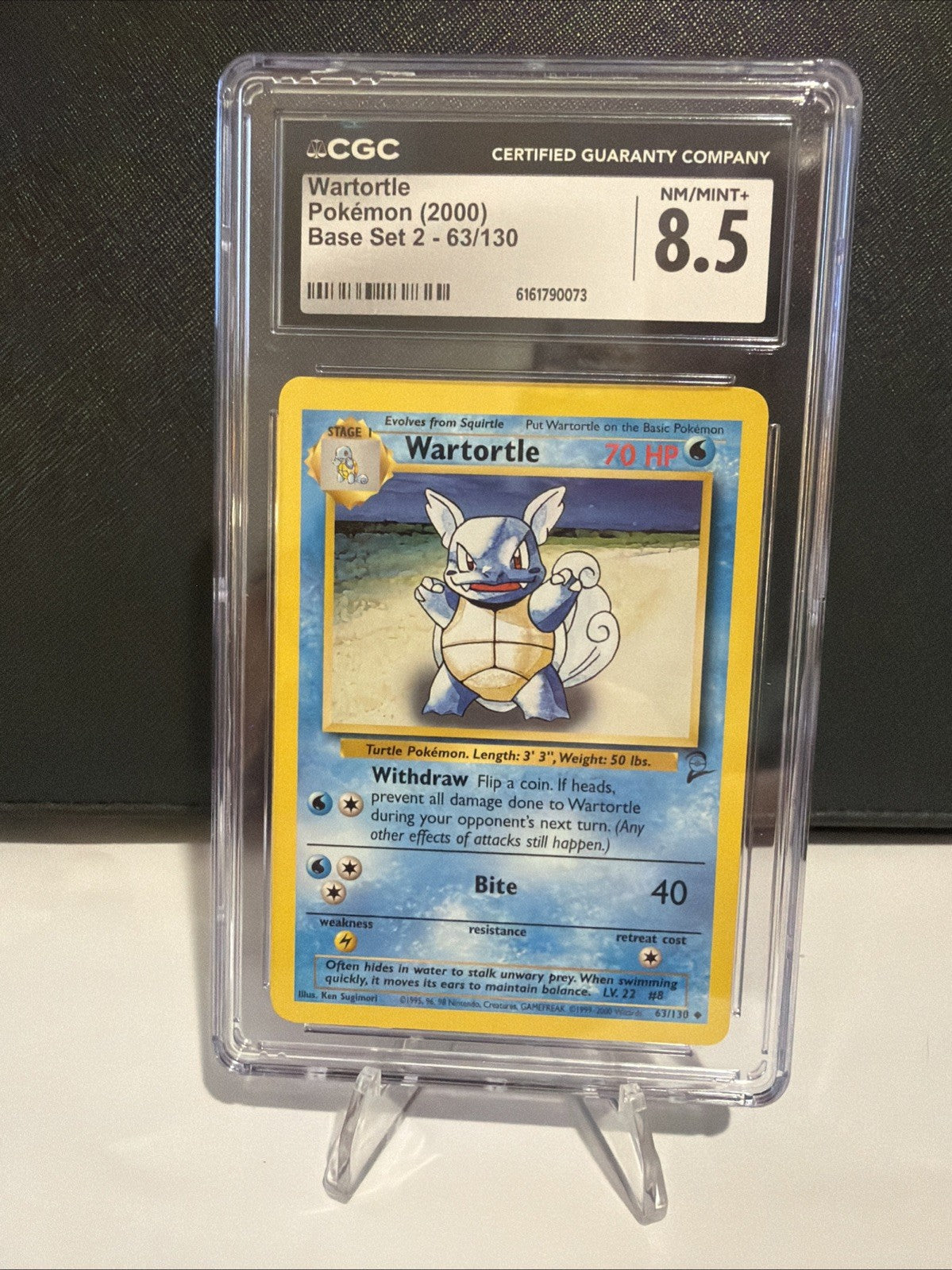 2000 Pokemon Base Set 2 Wartortle 63/130 CGC 8.5 NM/Mint+ Vintage