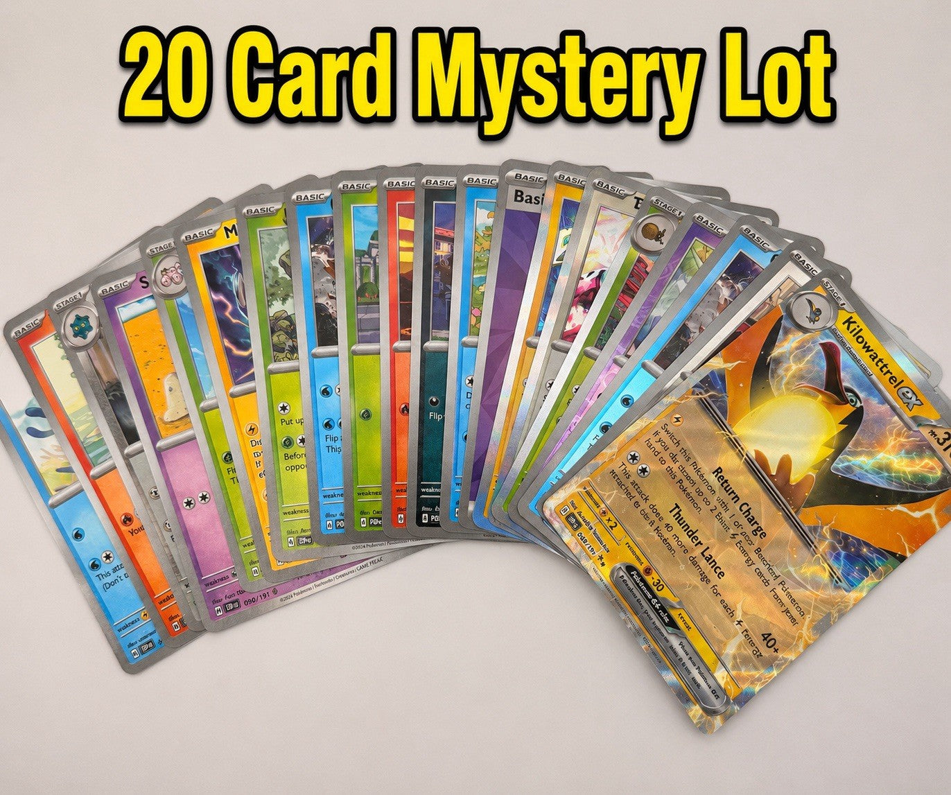 Pokemon 20 Card Mystery Lot 1 ex 2 Reverse Holo Bonus Card No Duplicates Random