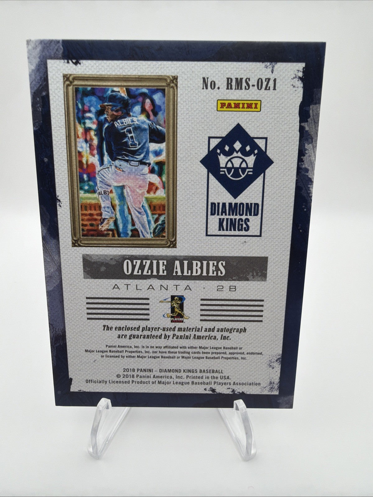 2018 Diamond Kings Ozzie Albies RC Rookie Auto Dual Relic /299 RMS-OZ1 Braves