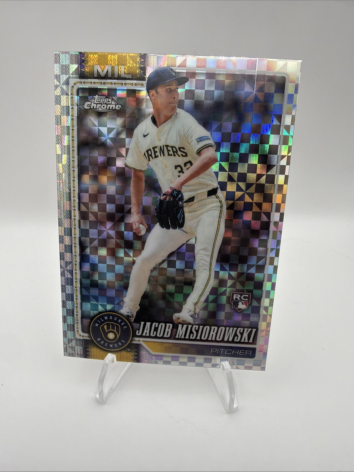 2026 Topps Chrome Jacob Misiorowski RC #196 Prism Refractor Brewers Rookie