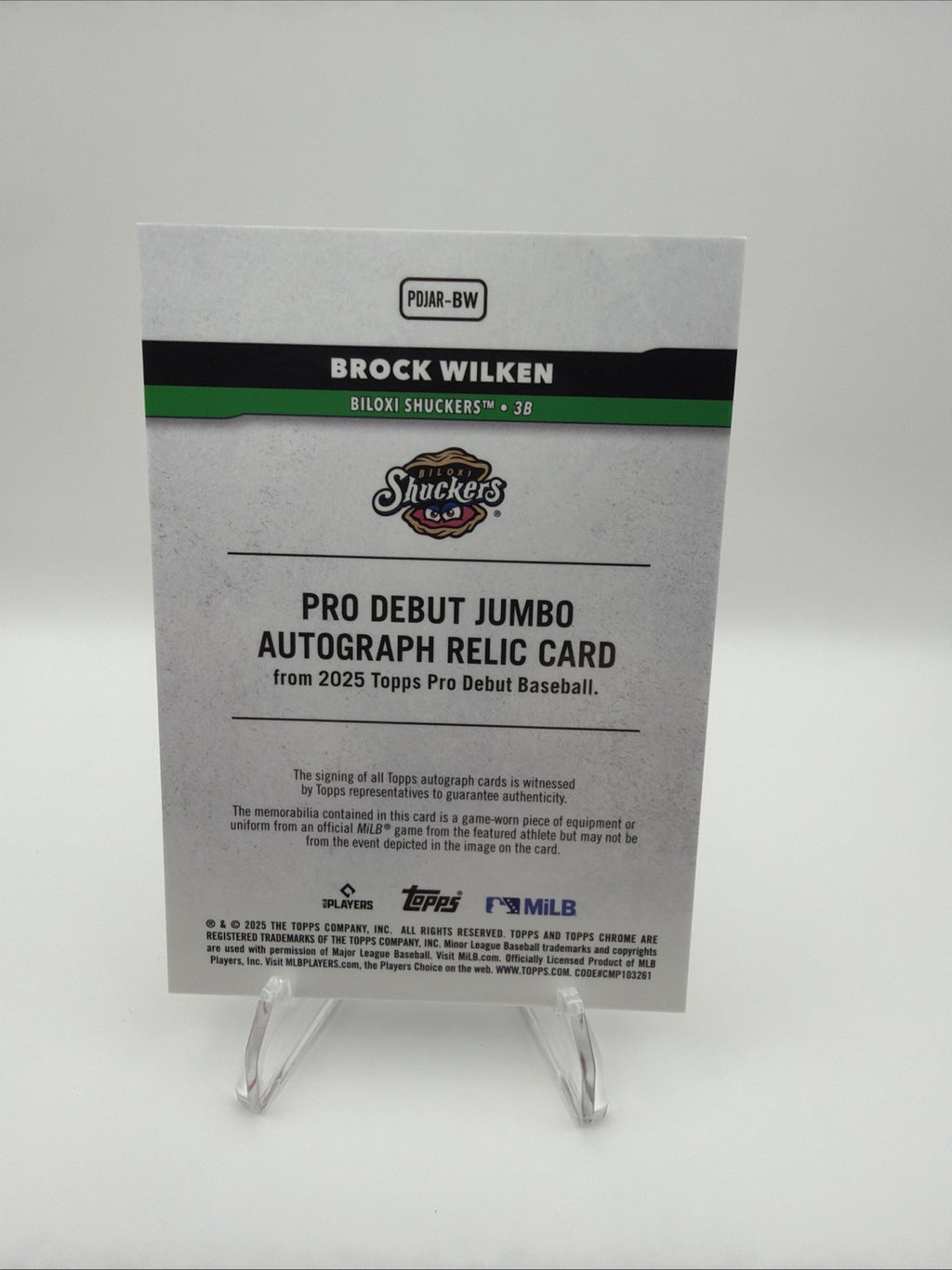 2025 Topps Chrome Pro Debut Brock Wilken Patch Auto Green /99 Brewers