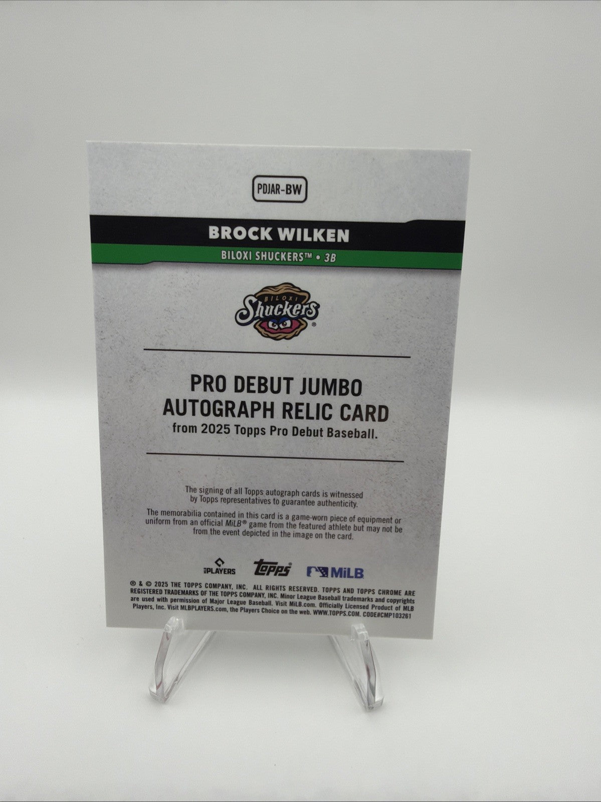 2025 Topps Chrome Pro Debut Brock Wilken Patch Auto Green /99 Brewers