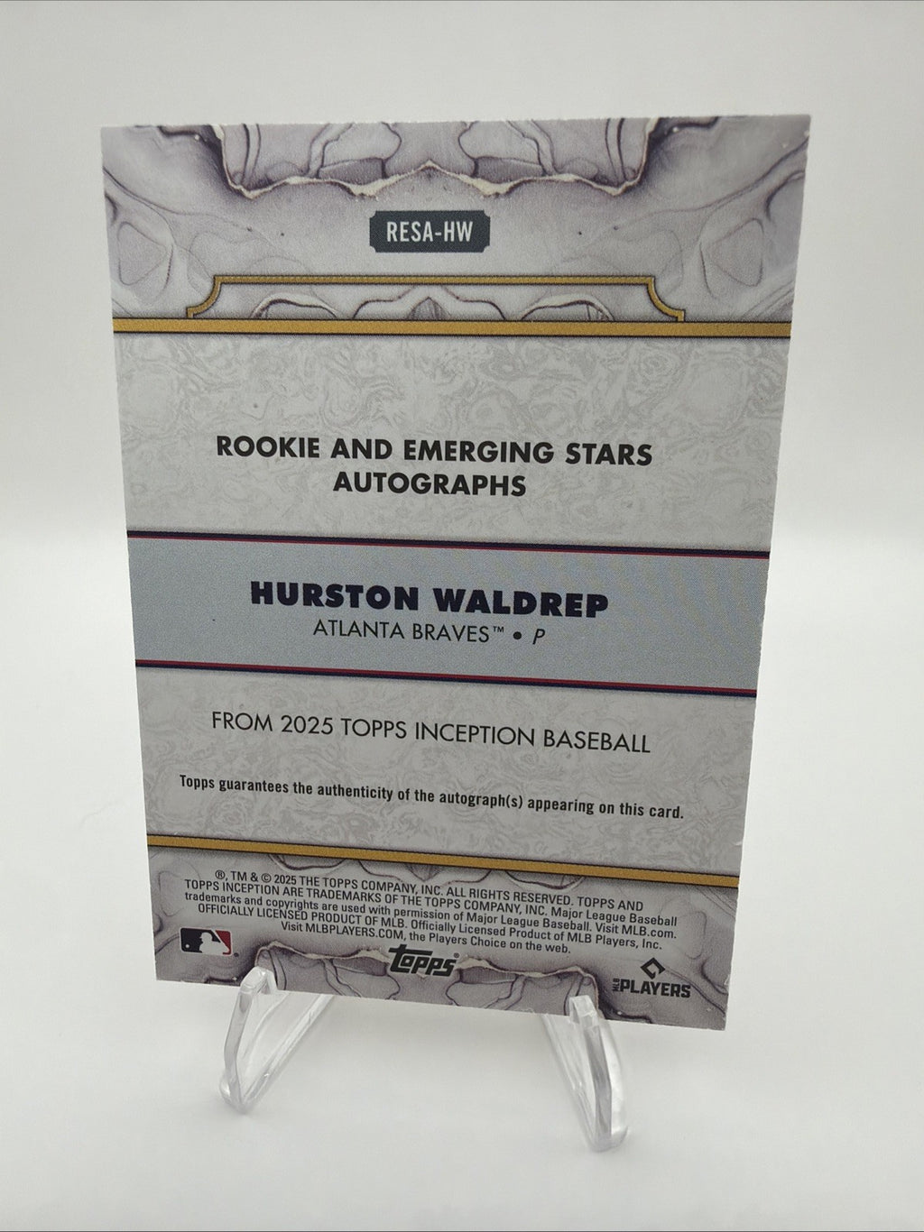 2025 Topps Inception Hurston Waldrep RC Auto Red 70/99 Braves RESA-HW