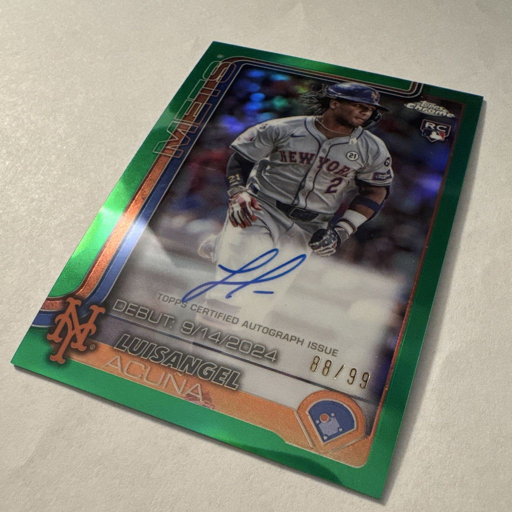 2025 Topps Chrome Update Luisangel Acuna RC Green Auto /99 Mets Rookie #88/99