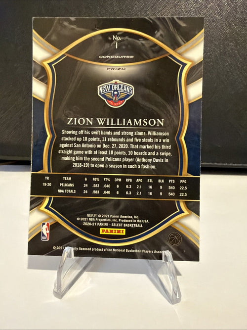 2020-21 Panini Select - Concourse Zion Williamson #1 Red White Orange Shimmer...