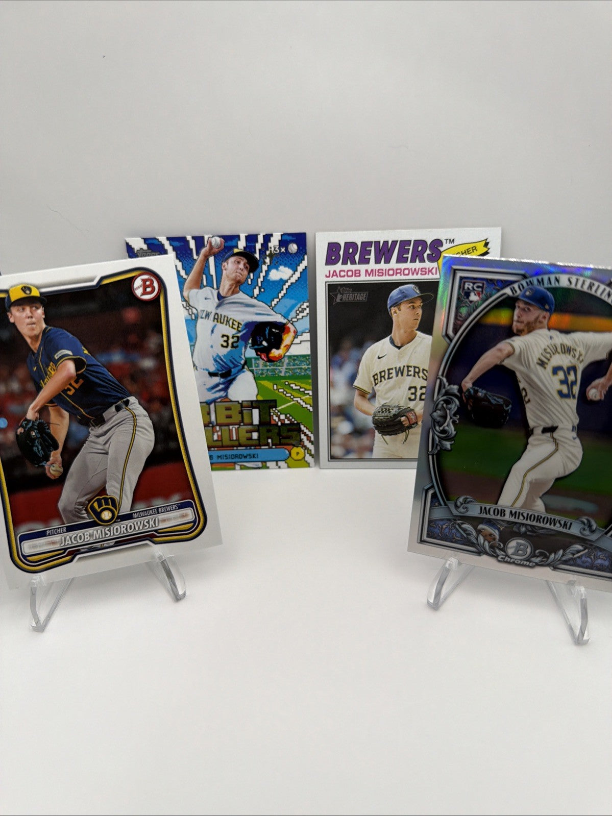 Jacob Misiorowski 2026 Rookie RC 4 Card Lot Bowman Chrome Heritage Brewers