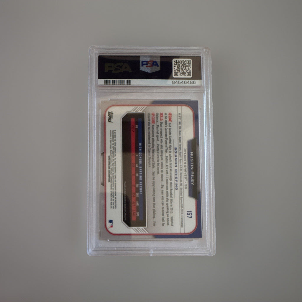 2015 Bowman Draft Austin Riley 1st Bowman Chrome Refractor PSA 9 Mint Braves #15