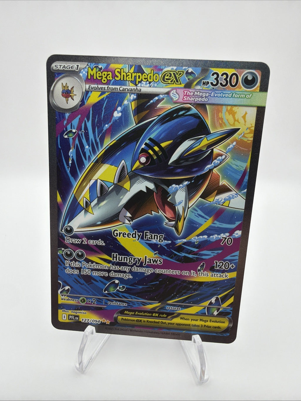 Mega Sharpedo ex 127/094 SIR Pokemon Phantasmal Flames Special Illustration