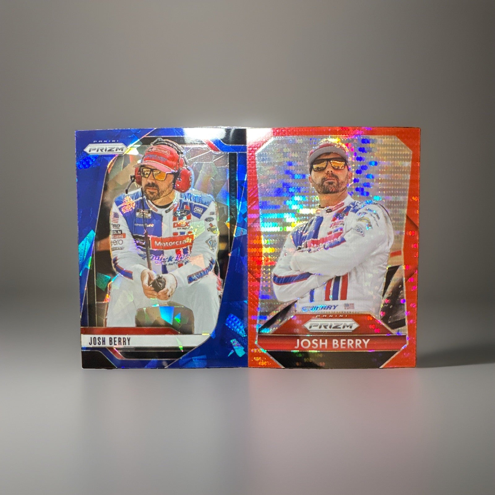 2025 Panini Prizm NASCAR Josh Berry Blue & Red Prizm Parallel Lot (#82 & #171)