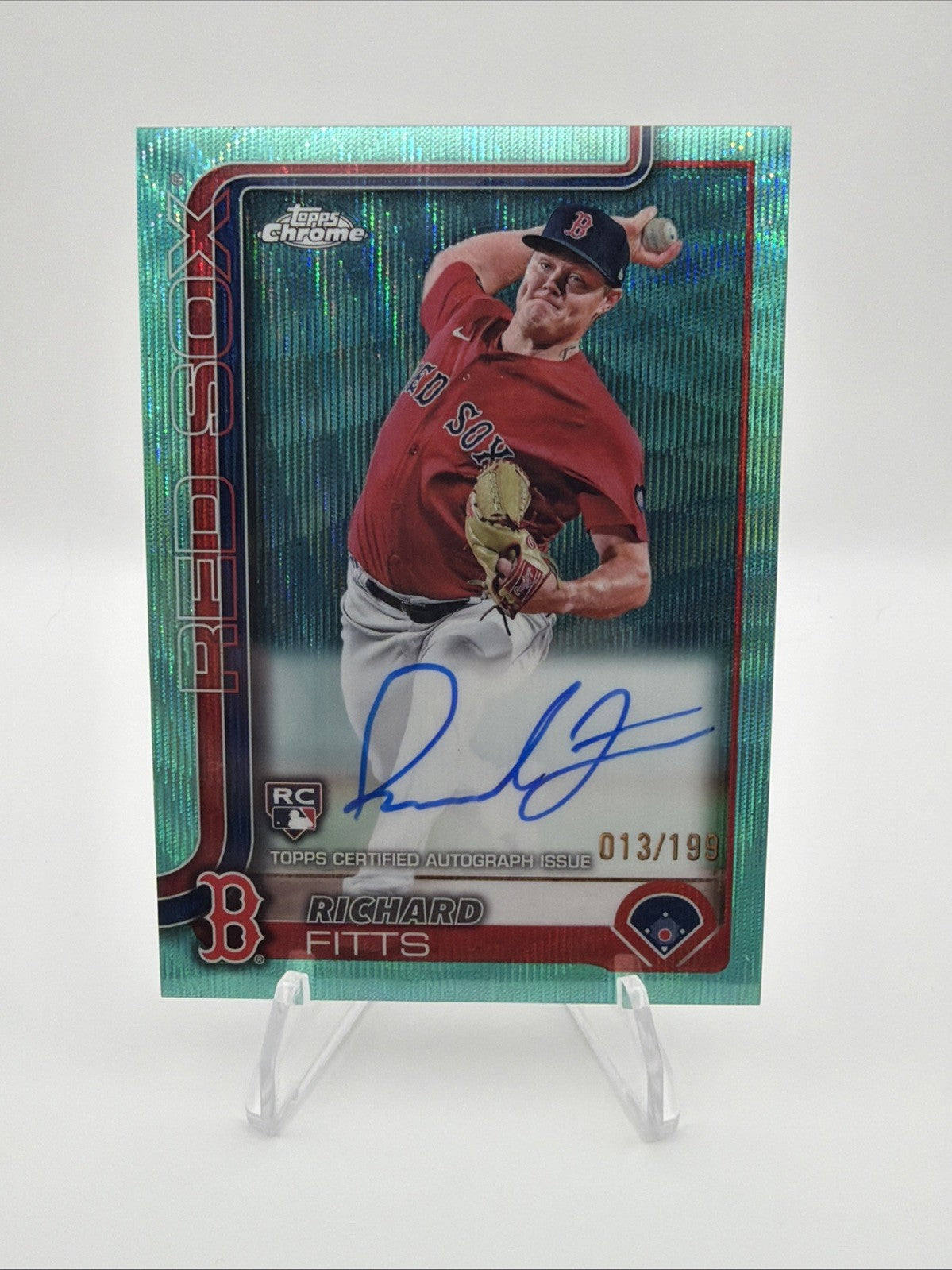 2025 Topps Chrome - Rookie Autographs Richard Fitts #RA-RF Aqua Wave...