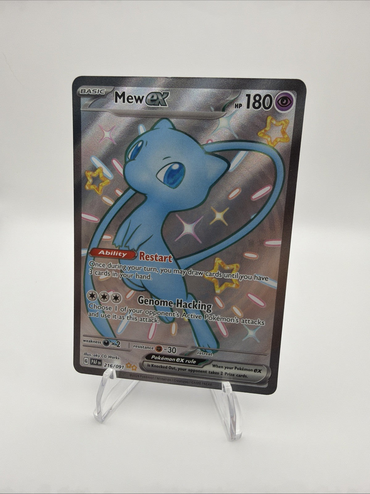 Mew ex 216/091 Shiny Ultra Rare 2024 Pokemon Paldean Fates Full Art NM