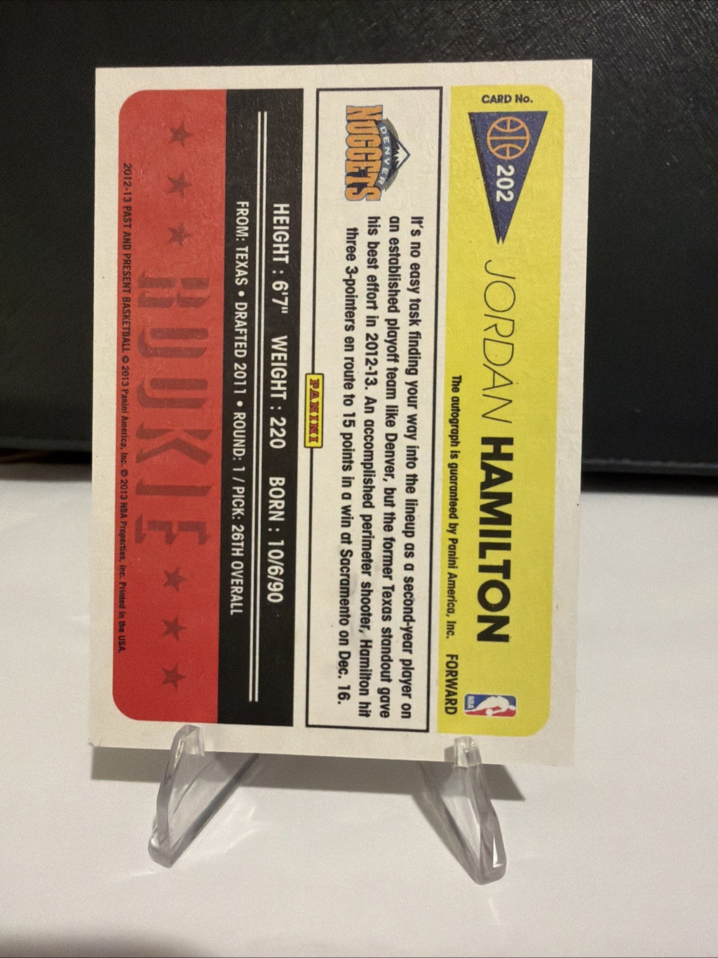 2012-13 Panini Past & Present - Rookie Jordan Hamilton #202 Signatures (AU, RC)