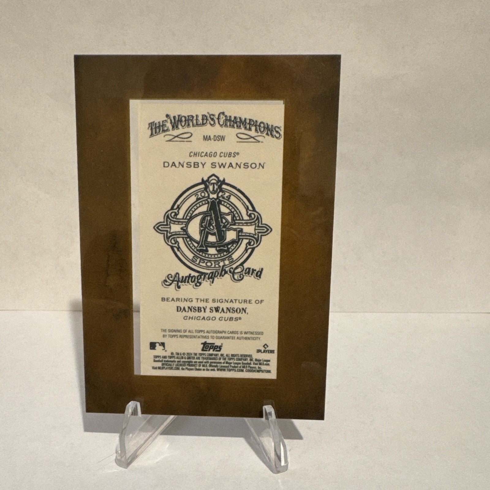 Topps 2024 Allen & Ginter World's Champions Dansby Swanson Auto Cubs #MA-DSW