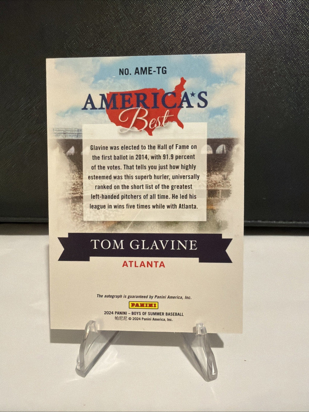 2024 Panini Boys of Summer Tom Glavine America’s Best Auto /25 Braves HOF