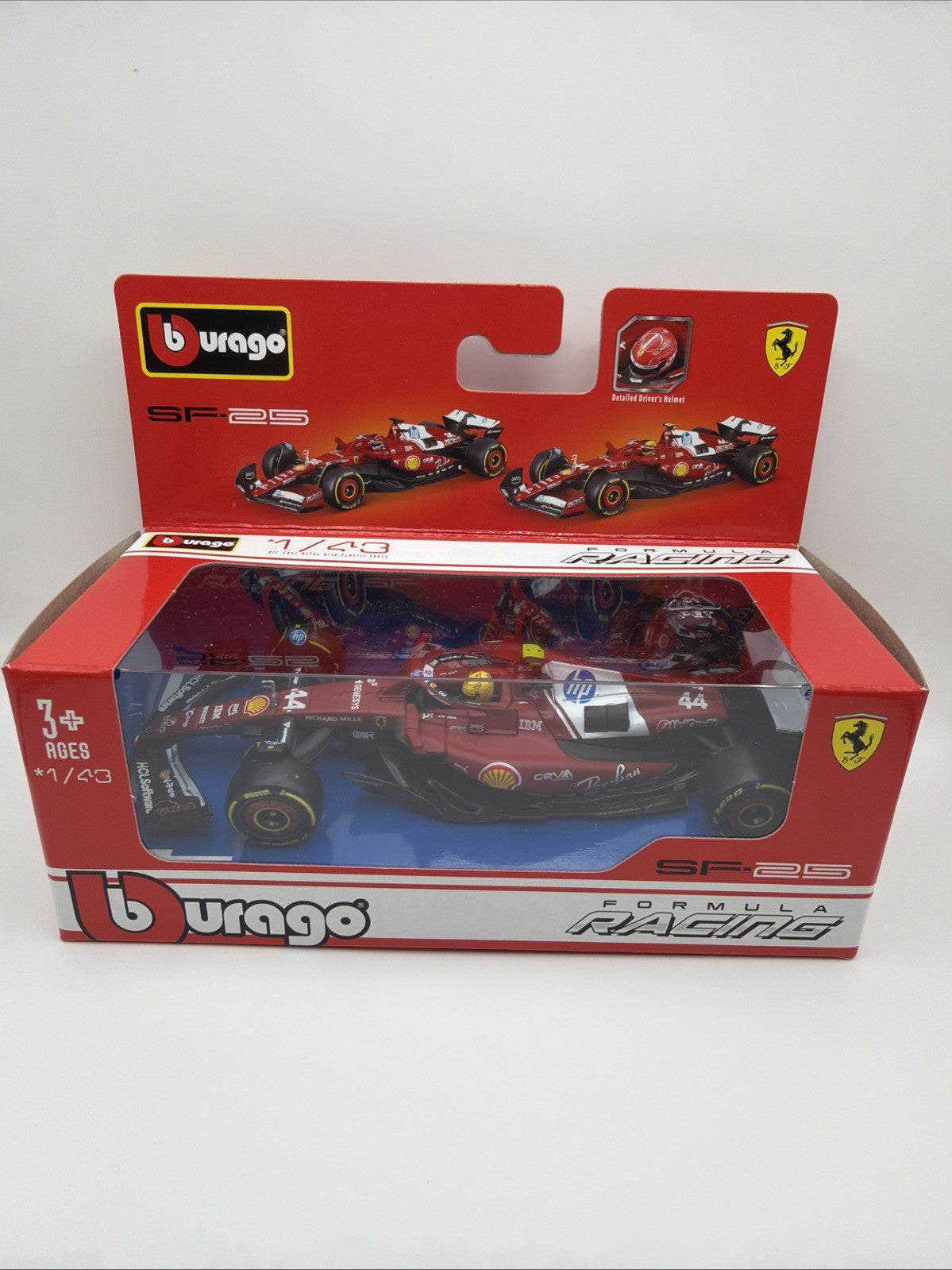 FERRARI SF-25 #44 HAMILTON FORMULA ONE F1 (2025) 1/43 MODEL BY BBURAGO 36853 LH