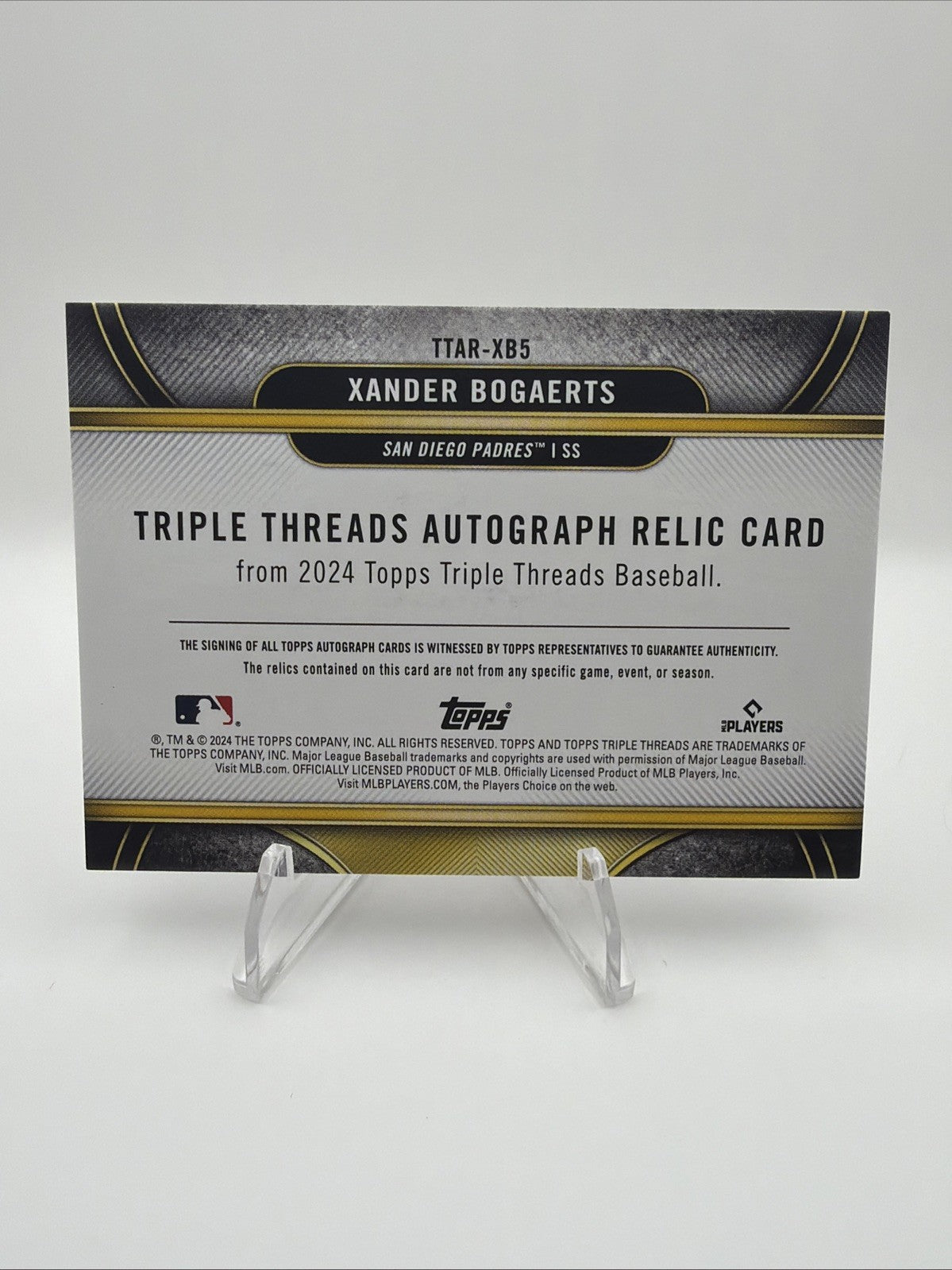 2024 Topps Triple Threads Xander Bogaerts Patch Auto /27
