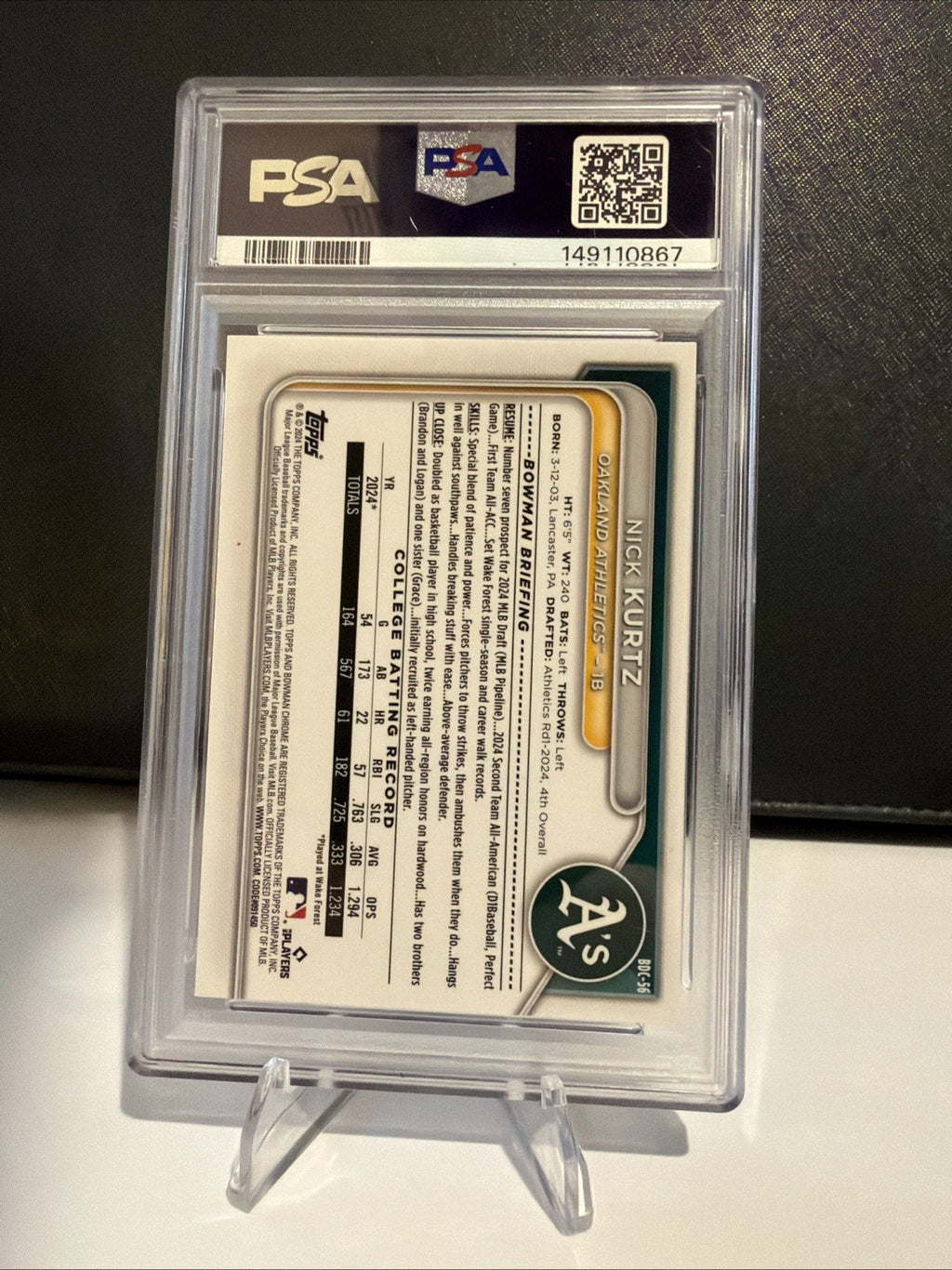 2024 Bowman Draft - Chrome Nick Kurtz #BDC-56 (RC)