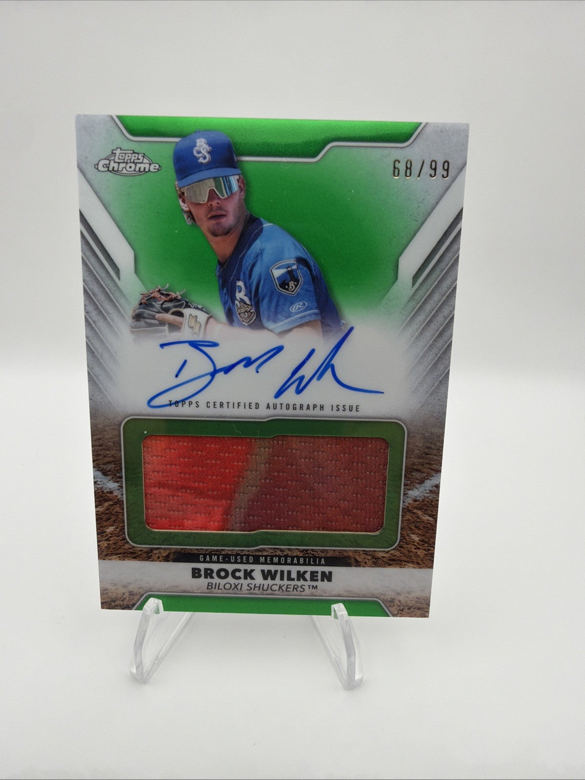 2025 Topps Chrome Pro Debut Brock Wilken Patch Auto Green /99 Brewers