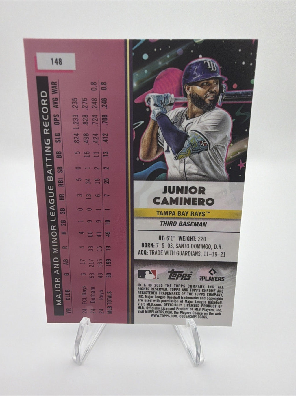 2025 Topps Cosmic Chrome Junior Caminero Nucleus Refractor #148 Rays