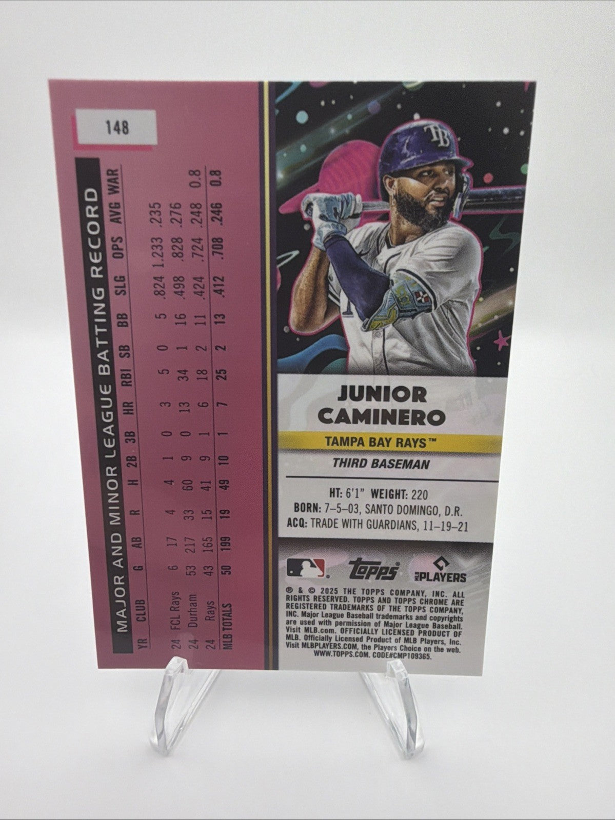 2025 Topps Cosmic Chrome Junior Caminero Nucleus Refractor #148 Rays