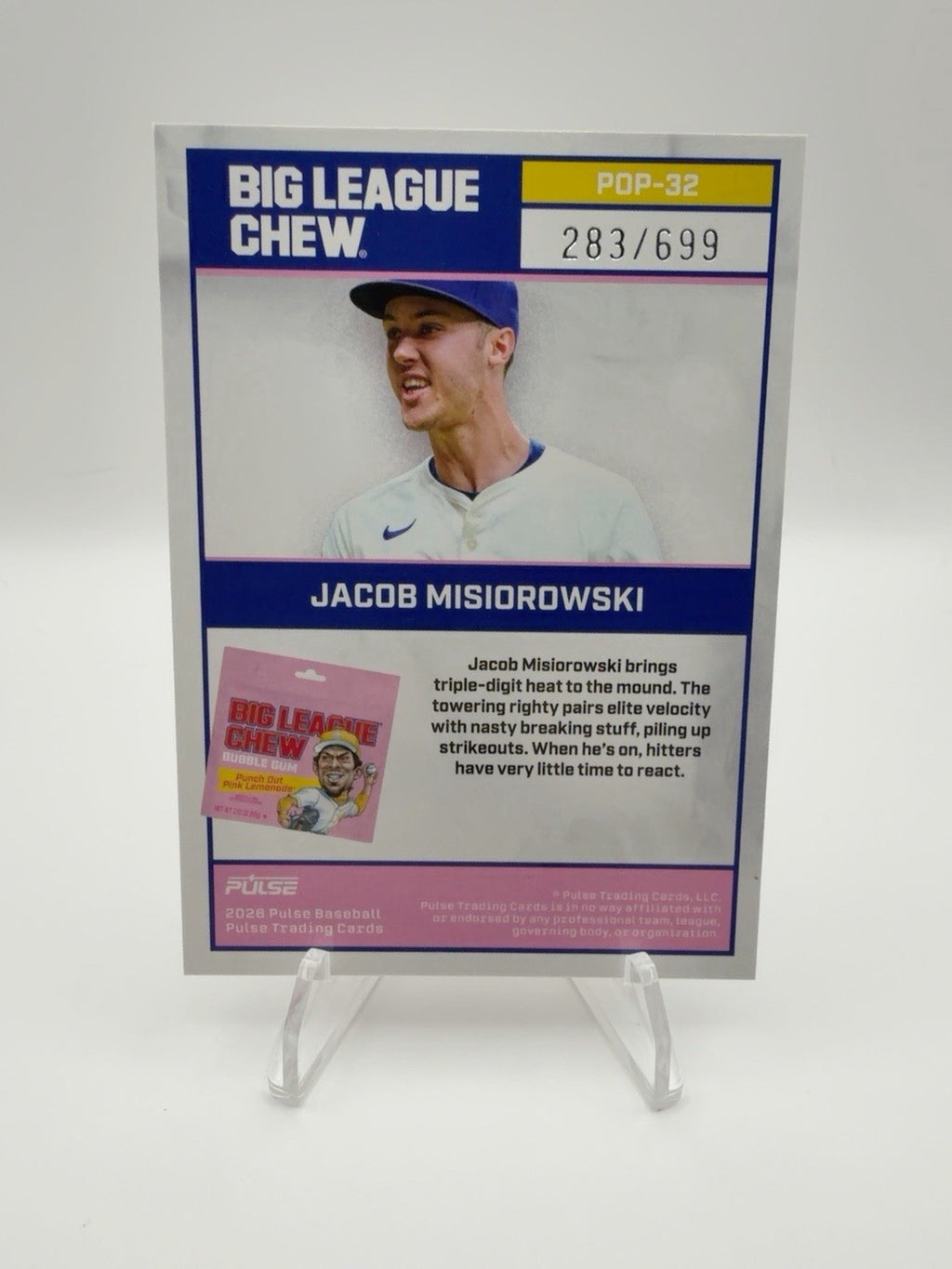 2026 Pulse Big League Chew Jacob Misiorowski Pink Lemonade /699 POP-32