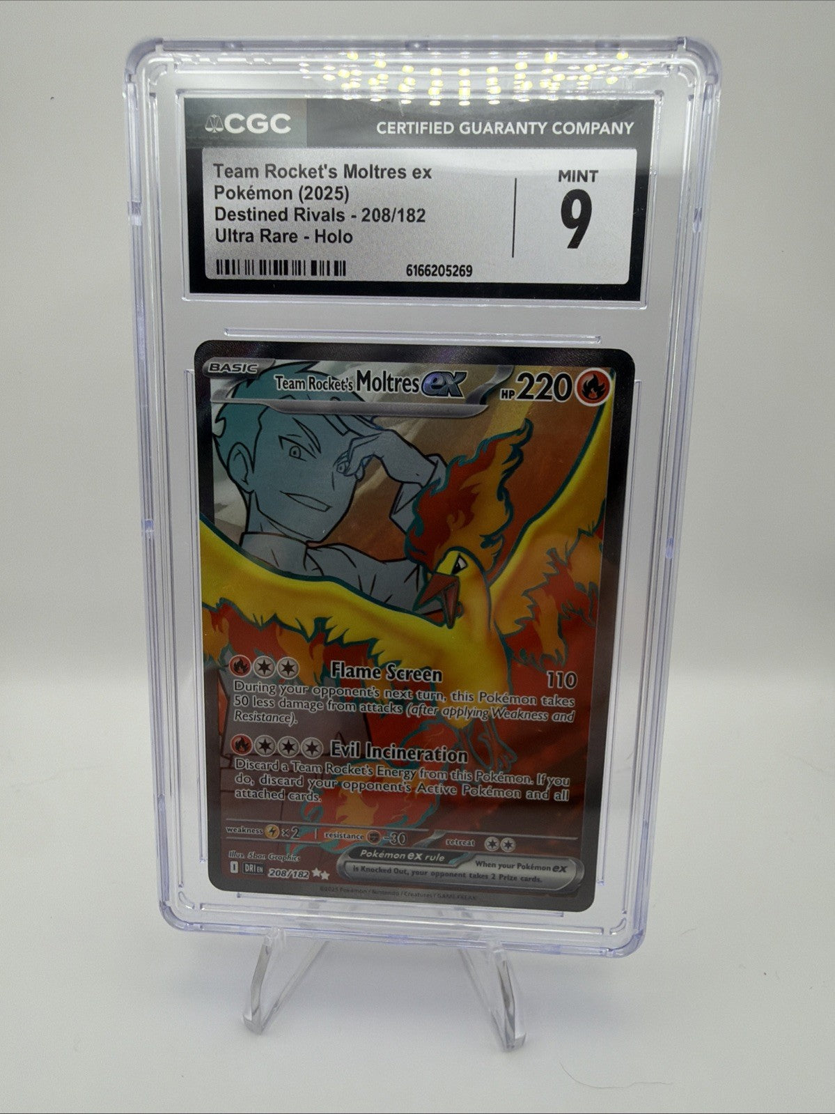 Pokémon TCG Team Rockets Moltres EX#208/182 Destined Rivals CGC Mint 9