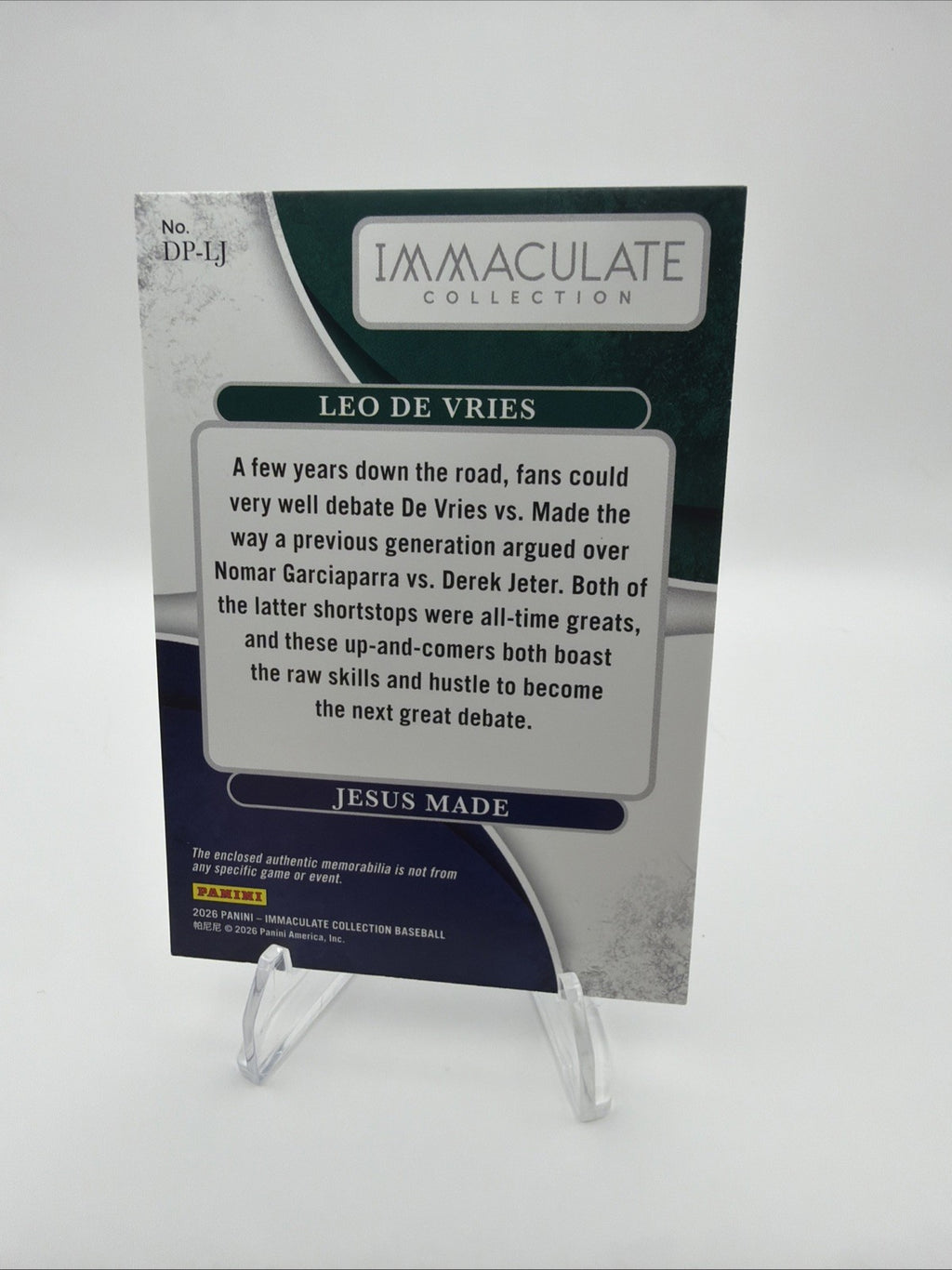 2026 Immaculate Leo De Vries Jesus Made Dual Patch /99 #10 Athletics Brewers