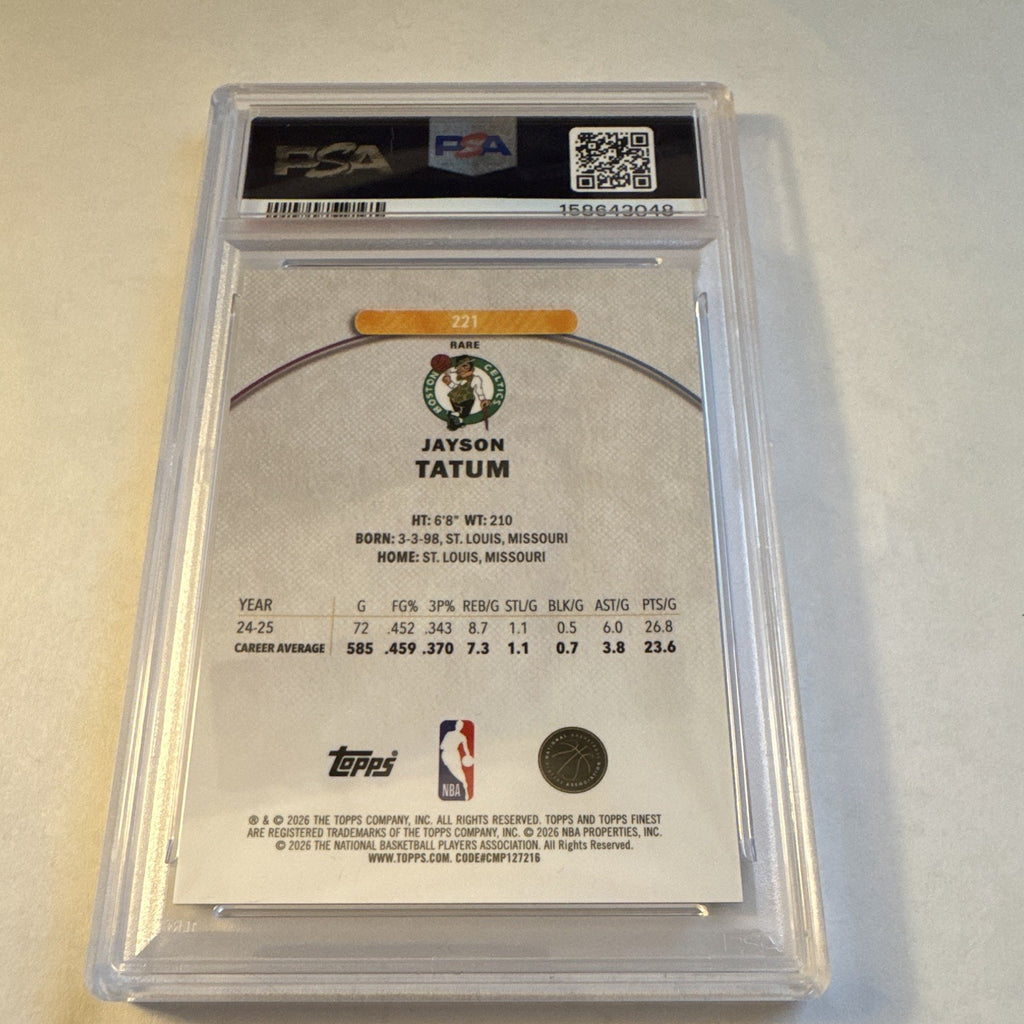 2025 Topps Finest Jayson Tatum Blue Geometric /25 PSA 10 Gem Mint #221