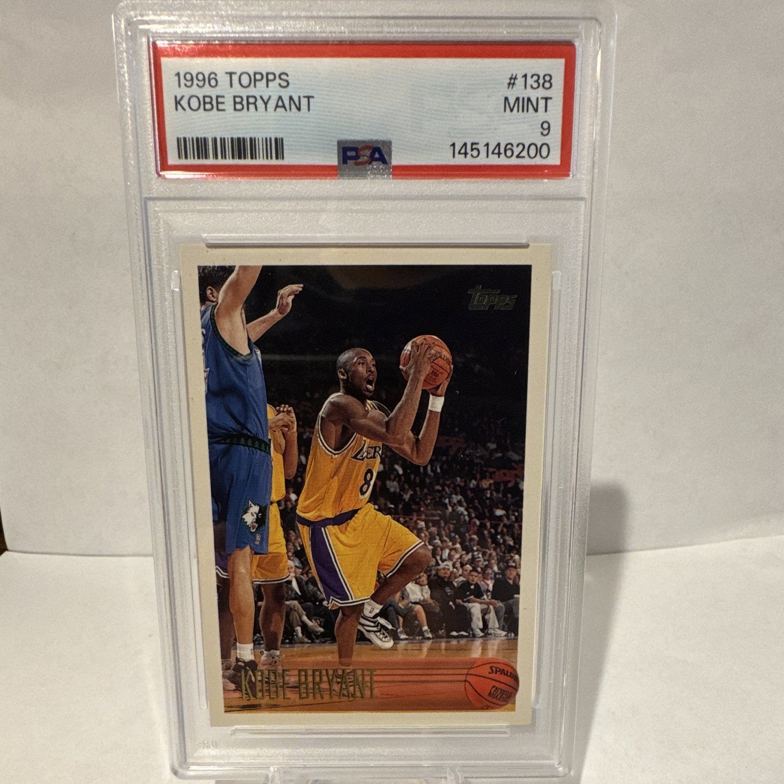 1996 Topps Kobe Bryant Rookie RC #138 PSA 9 MINT Los Angeles Lakers HOF