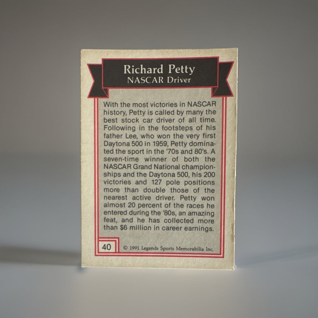 1991 Legends Sports Memorabilia Richard Petty #40 NASCAR Racing Card STP King