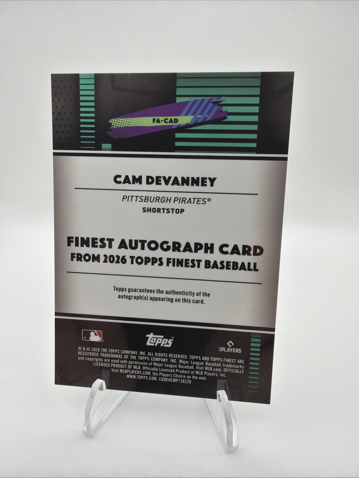 2026 Topps Finest - Finest Autographs Cam Devanney #FA-CAD Orange Refractor /25