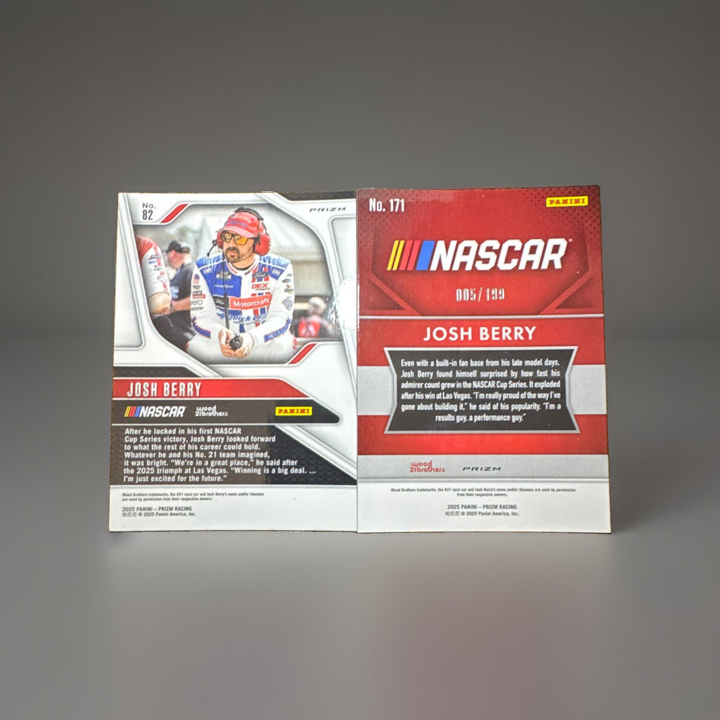 2025 Panini Prizm NASCAR Josh Berry Blue & Red Prizm Parallel Lot (#82 & #171)