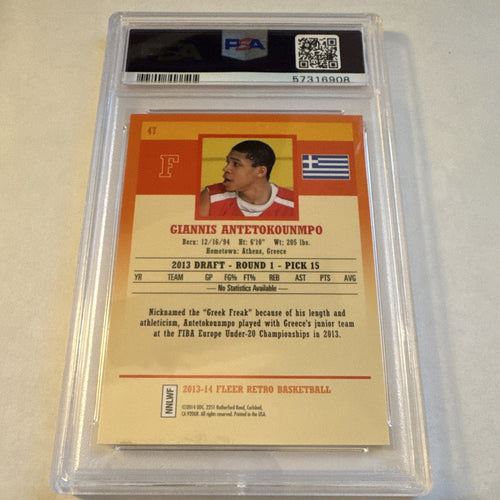 2013 Fleer Retro Giannis Antetokounmpo #47 PSA 10 Gem Mint Rookie RC