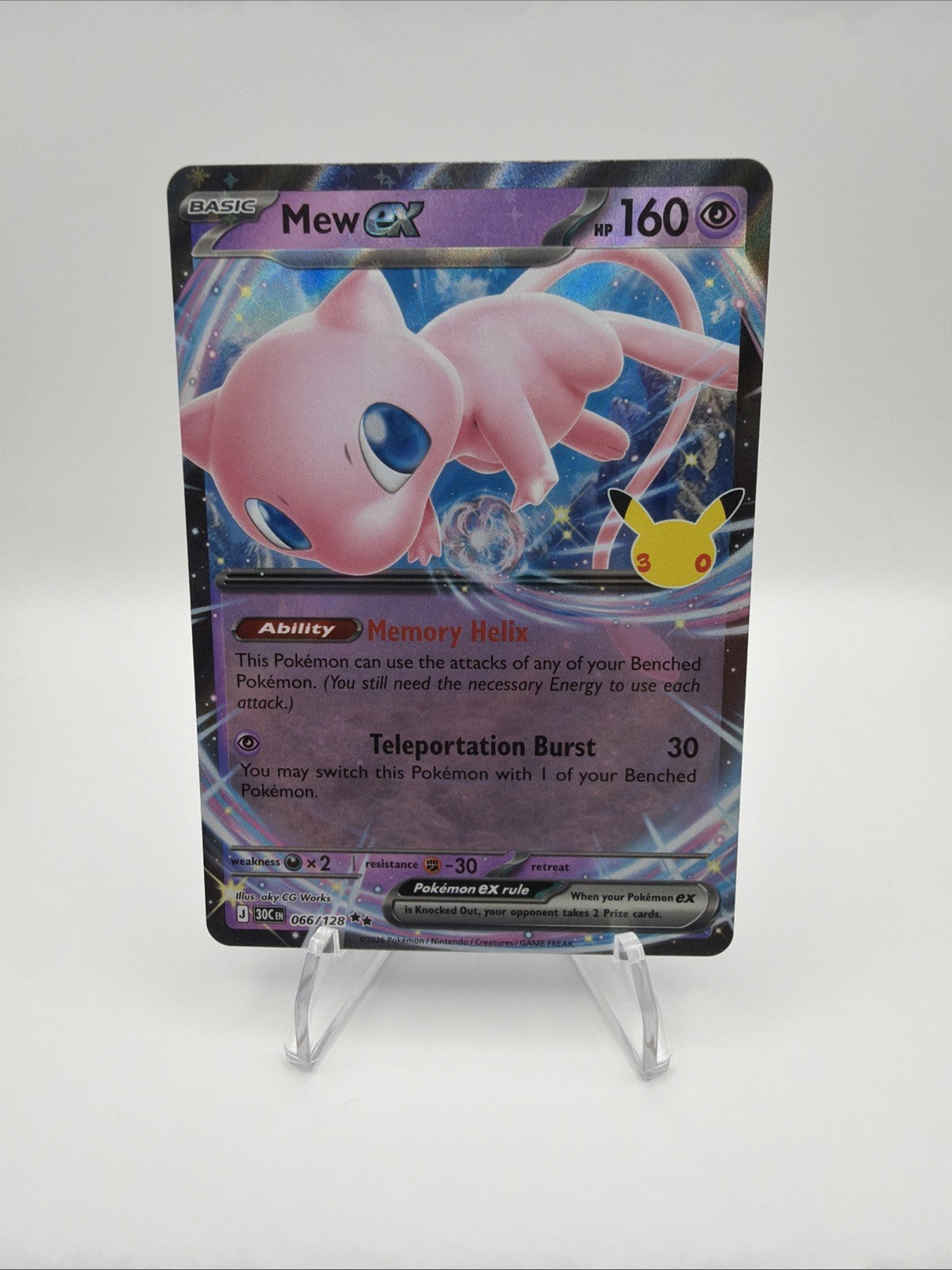 Mew ex 066/128 Double Rare 30th Celebration Pokemon TCG 2026 English NM