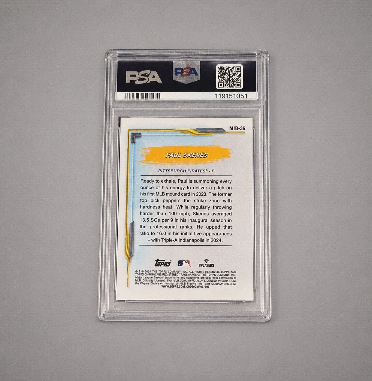 2024 Bowman Chrome My 1st Bowman Paul Skenes PSA 10 Gem Mint RC #36 Pirates
