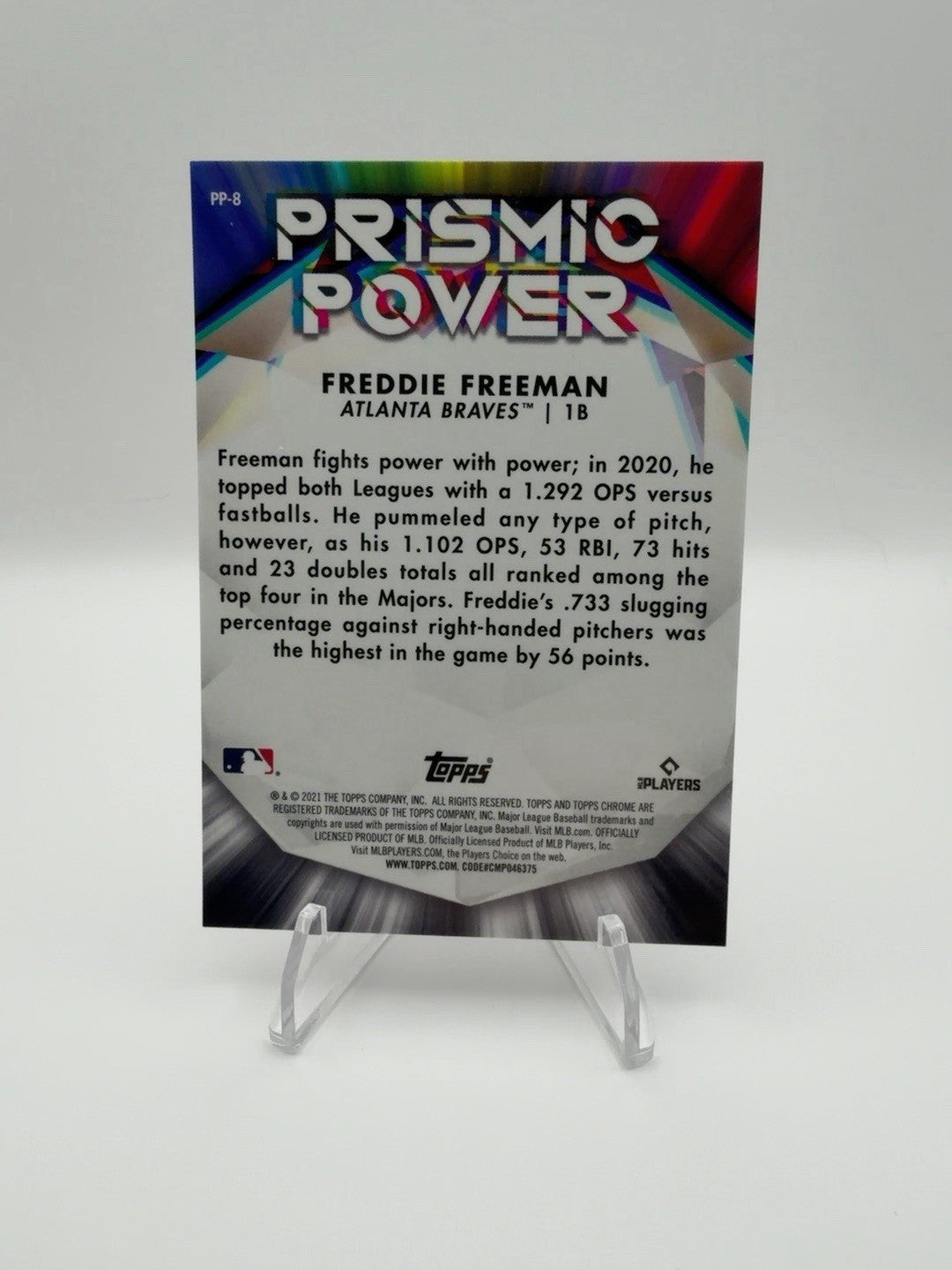 2021 Topps Chrome - Prismic Power Freddie Freeman #PP-8 Gold Refractor /50