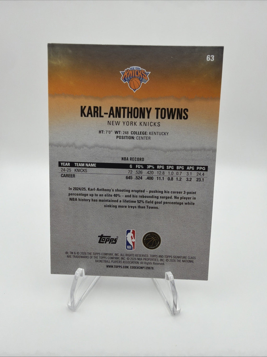 2025-26 Topps Signature Class - Karl-Anthony Towns #63