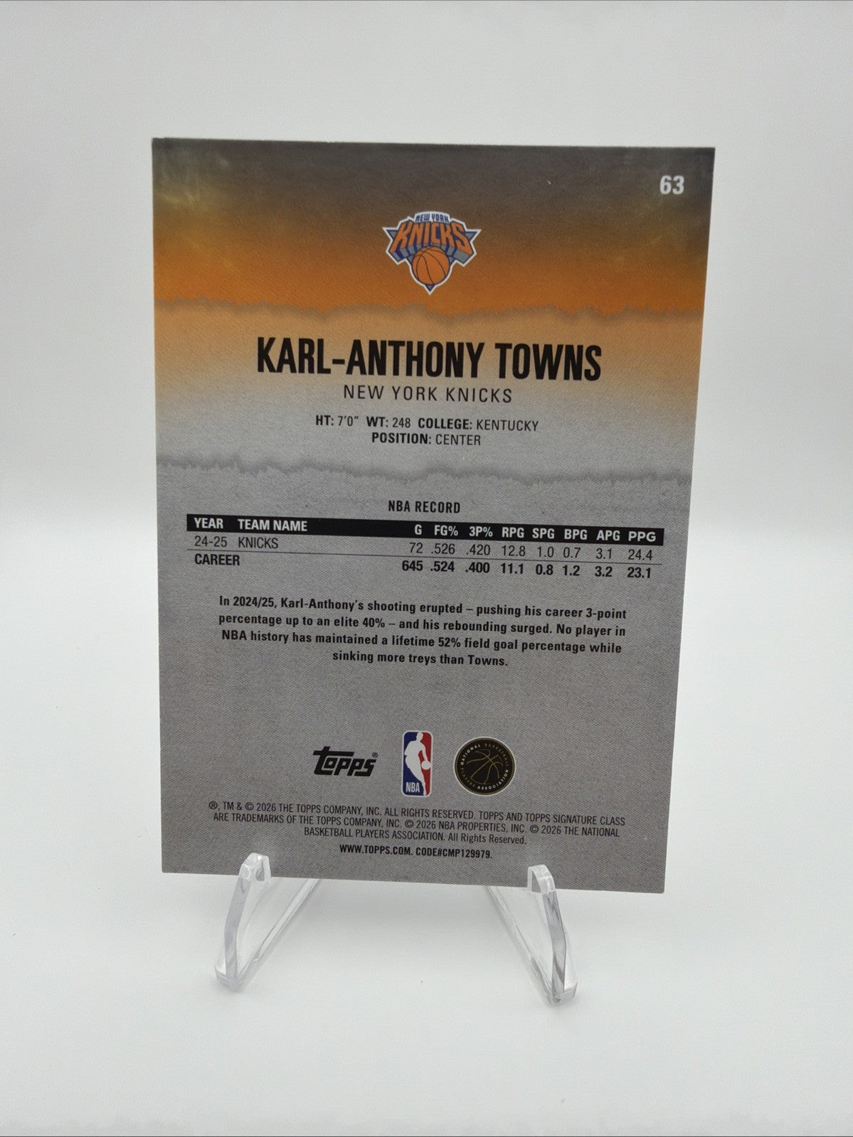 2025-26 Topps Signature Class - Karl-Anthony Towns #63