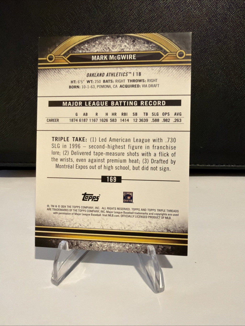 2025 Topps Tribute Mark McGwire Gold /75 #169 Oakland Athletics 04/75